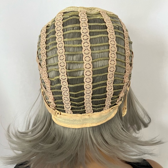 Silver Grey Color โPut On & Goโ Synthetic Wig with Bangs for Events or Cosplay - Picture 9 of 10
